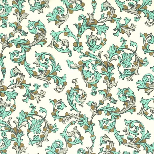 Aqua and Grey Traditional Florentine Print Paper ~ Rossi Italy ~ 2013